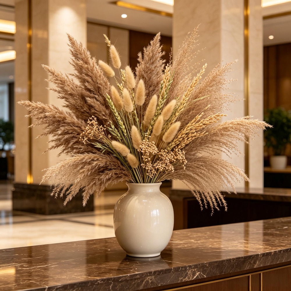 Pampas Grass Decor - 1 Demet Karışık Kurutulmuş Çiçekler Buketi,