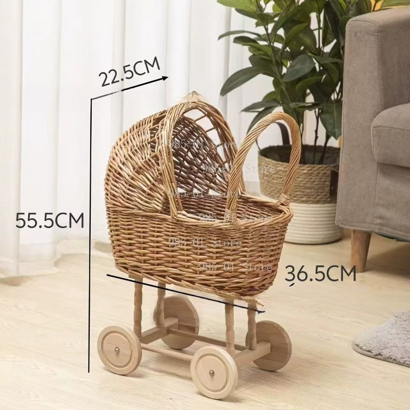 Rattan Plant Basket - El yapımı hasır beşik arabası, evcil