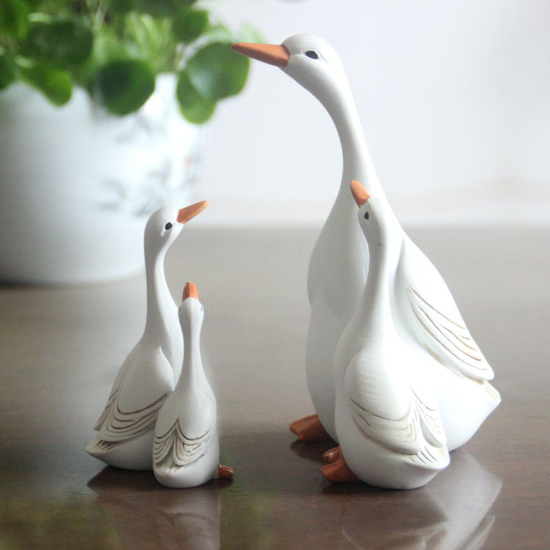 Home Decor Za - Eğlenceli sevimli ördek reçine heykeli anne