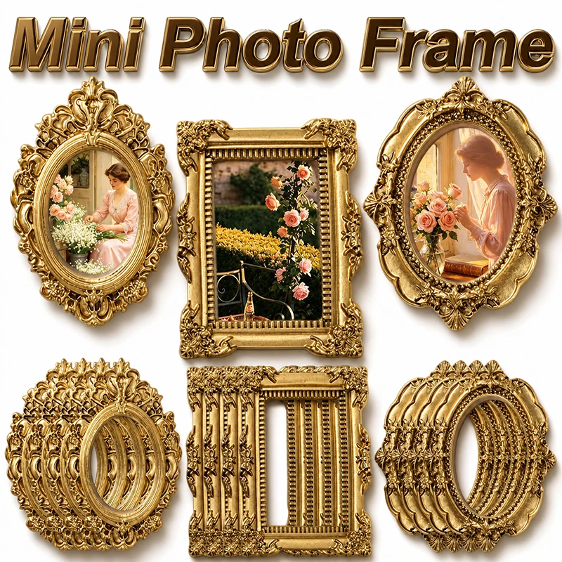 Bamboo Photo Frame - 10/5 adet Vintage Reçine Mini Fotoğraf