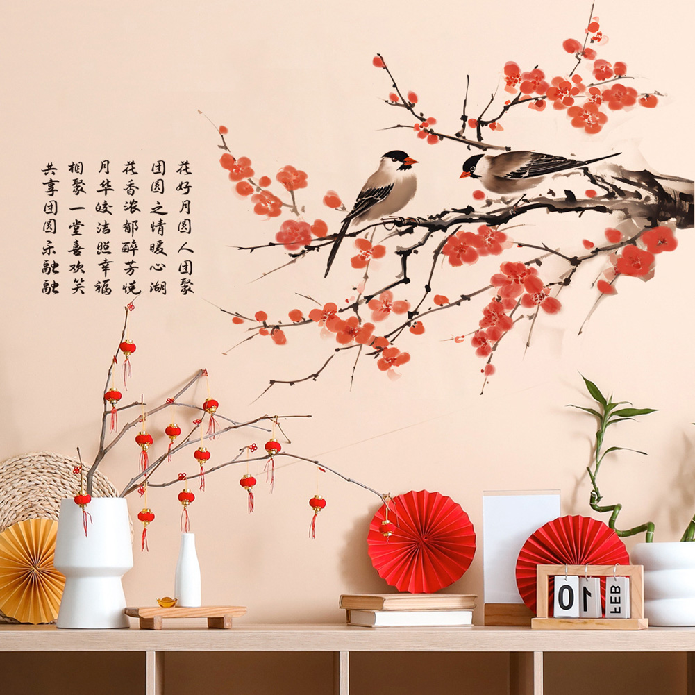 Çin Tarzı Erik Çiçeği Kuşlar D - Home Decor Indonesia incelemesi ve fiyatı